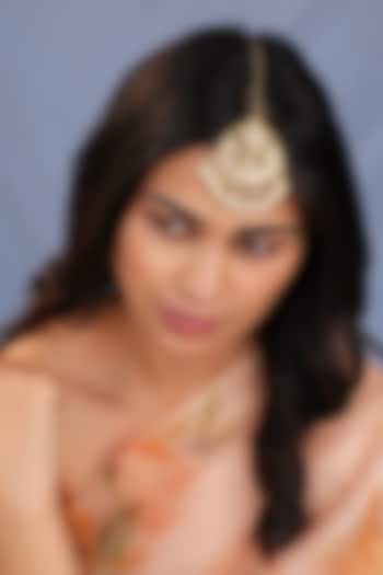 Matte Gold Plated Pearl Maangtikka by Riana Jewellery at Pernia's Pop Up Shop