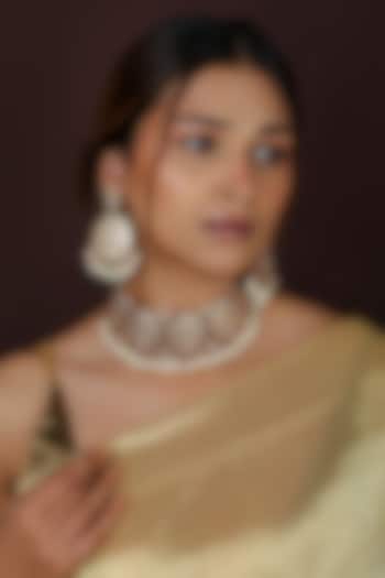 Gold Plated Pearl & Pastel Pink Beaded Choker Necklace Set by Riana Jewellery at Pernia's Pop Up Shop