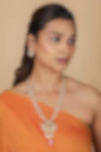 Gold Plated Jadtar Stone & Pearl Long Necklace Set by Riana Jewellery at Pernia's Pop Up Shop