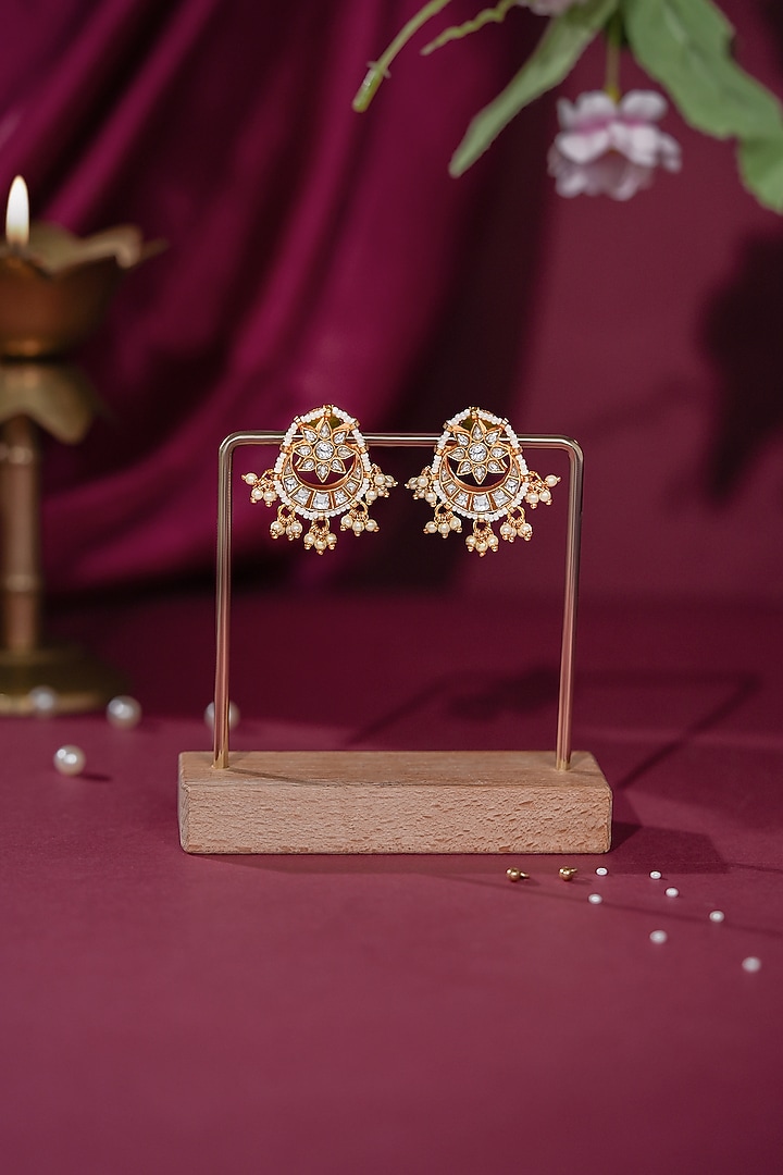 Gold Plated Jadtar Stone & Pearl Long Necklace Set by Riana Jewellery at Pernia's Pop Up Shop