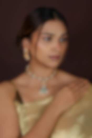 Gold Plated Green Jadtar Stone & Pearl Necklace Set by Riana Jewellery at Pernia's Pop Up Shop