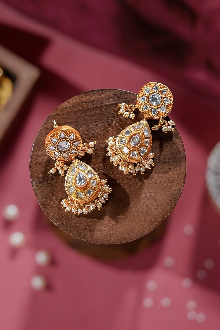 Gold Plated Green Jadtar Stone & Pearl Necklace Set by Riana Jewellery at Pernia's Pop Up Shop