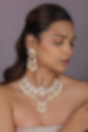 Gold Plated Pearl Beaded Choker Necklace Set by Riana Jewellery at Pernia's Pop Up Shop