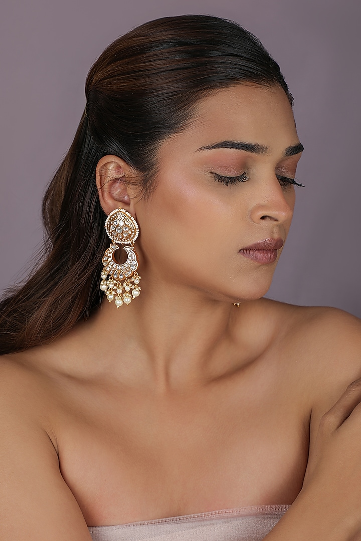 Gold Plated Pearl Beaded Choker Necklace Set by Riana Jewellery at Pernia's Pop Up Shop