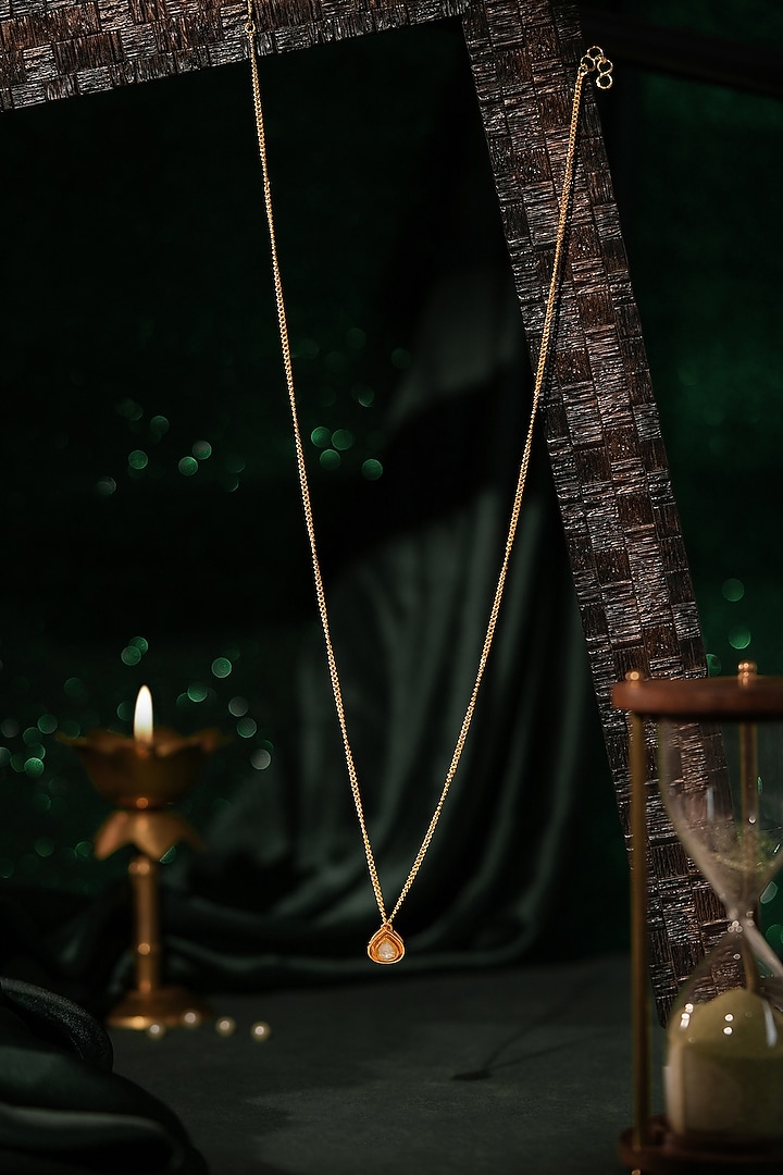Gold Plated Moissanite Stone Pendant Chain Necklace by Riana Jewellery at Pernia's Pop Up Shop