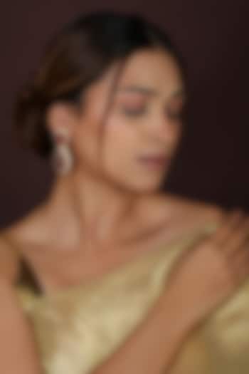 Gold Plated Red-Carved Jadtar Stone Dangler Earrings by Riana Jewellery at Pernia's Pop Up Shop