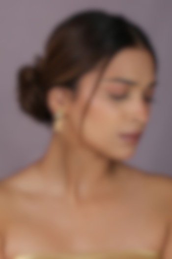 Gold Plated Pastel Jadtar Mint Green Stone & Pearl Drop Jhumka Earrings by Riana Jewellery at Pernia's Pop Up Shop