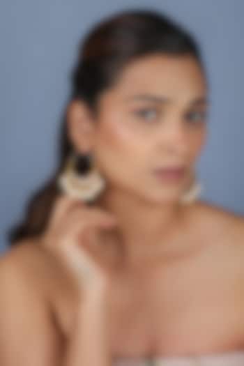 Gold Plated Jadtar Stone & Pearl Chandbali Earrings by Riana Jewellery at Pernia's Pop Up Shop