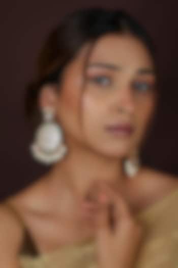 Gold Plated Pearl & Green Beaded Handcrafted Dangler Earrings by Riana Jewellery at Pernia's Pop Up Shop