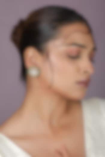 Gold Plated Sea Green Beaded Stud Earrings by Riana Jewellery at Pernia's Pop Up Shop