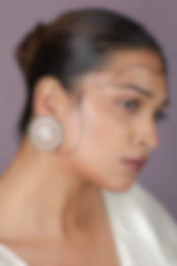 Gold Plated Pastel Pink Sea Green Beaded Floral Stud Earrings by Riana Jewellery at Pernia's Pop Up Shop