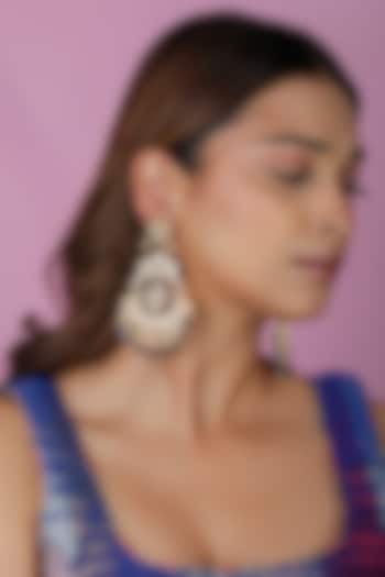 Gold Plated Jadau Kundan Polki & Green Gemstone Chandbali Earrings by Riana Jewellery at Pernia's Pop Up Shop