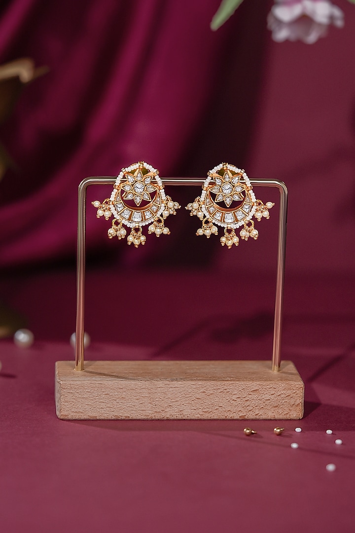 Gold Plated Pearl Stud Earrings by Riana Jewellery at Pernia's Pop Up Shop