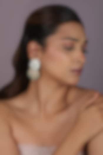 Gold Plated Sea Green Beaded Meenakari Dangler Earrings by Riana Jewellery at Pernia's Pop Up Shop