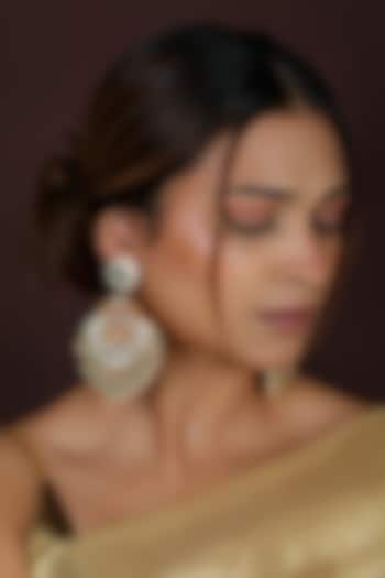 Gold Plated Kundan Polki & Pearl Beaded Chandbali Earrings by Riana Jewellery at Pernia's Pop Up Shop