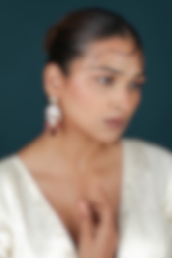 Gold Plated Kundan Polki & Ruby Drops Dangler Earrings by Riana Jewellery at Pernia's Pop Up Shop