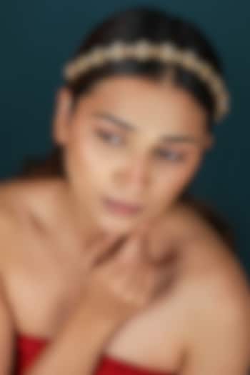 Gold Plated Pachi Kundan Stone Hairband by Riana Jewellery at Pernia's Pop Up Shop