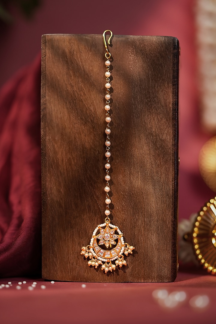 Gold Plated Jadtar Stone Maangtikka by Riana Jewellery at Pernia's Pop Up Shop