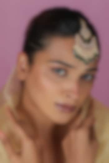 Gold Plated Emerald Green Jadtar Drop Maangtikka by Riana Jewellery at Pernia's Pop Up Shop