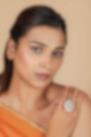 Gold Plated Moissanite Polki Adjustable Ring by Riana Jewellery at Pernia's Pop Up Shop