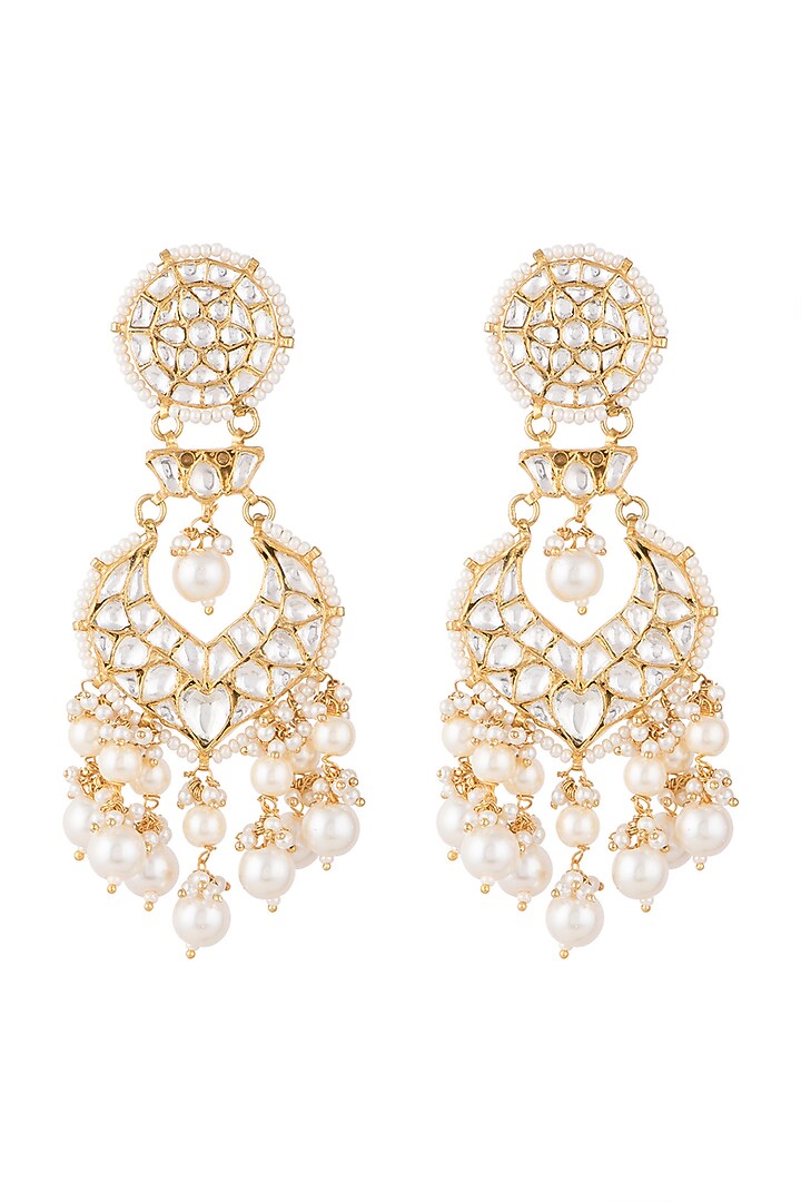 Gold Plated Faux Pearl & Stone Earrings by Riana Jewellery at Pernia's Pop Up Shop