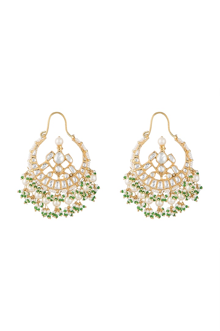 Gold Plated Faux Pearl, Bead & Stone Bali Earrings by Riana Jewellery at Pernia's Pop Up Shop