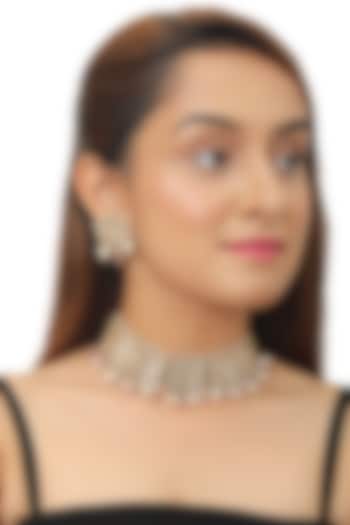 Gold Plated Kundan Polki Choker Necklace Set by Riana Jewellery at Pernia's Pop Up Shop