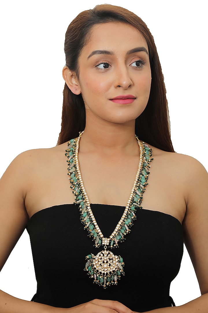 Gold Plated Beaded Long Necklace by Riana Jewellery at Pernia's Pop Up Shop