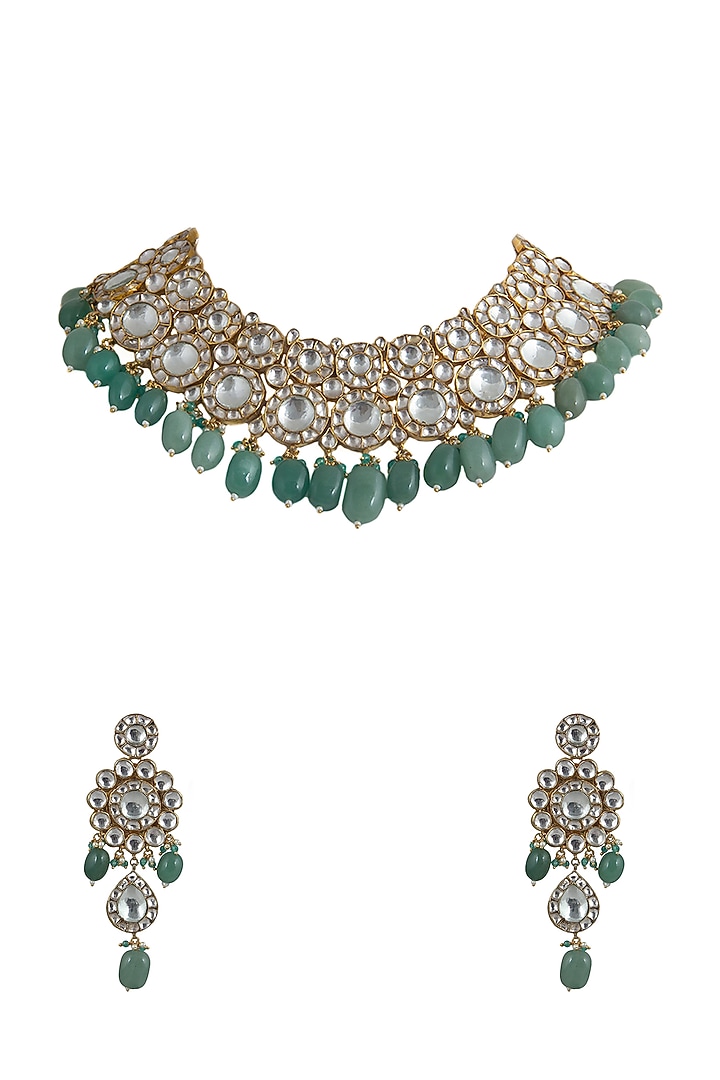 Gold Plated Necklace Set With Beads by Riana Jewellery at Pernia's Pop Up Shop