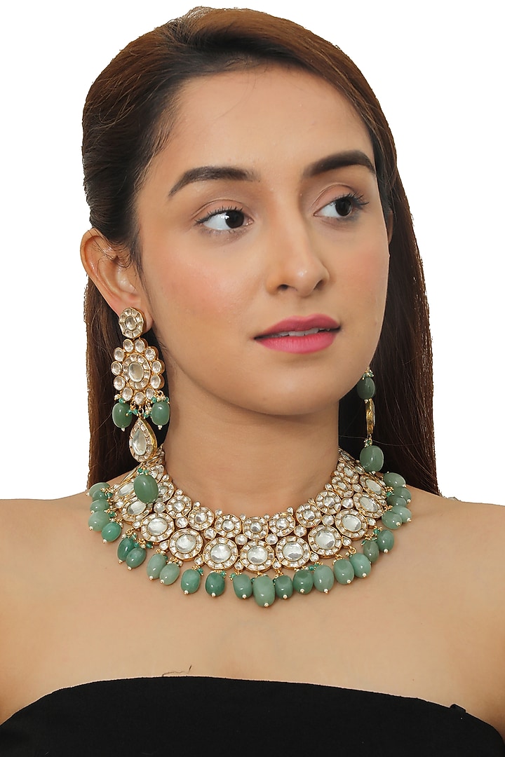 Gold Plated Necklace Set With Beads by Riana Jewellery at Pernia's Pop Up Shop