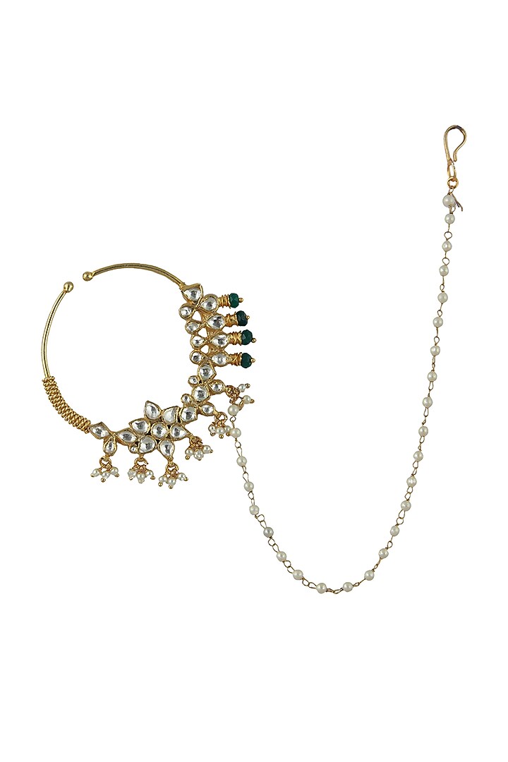 Gold Plated Beaded Nath by Riana Jewellery at Pernia's Pop Up Shop