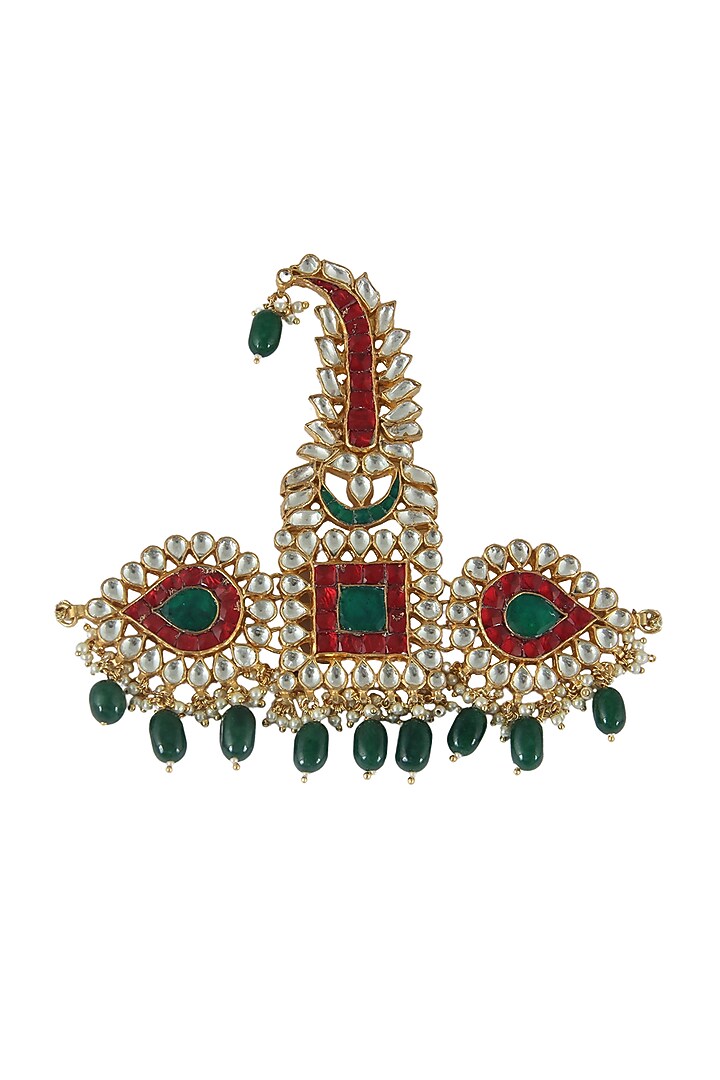 Gold Plated Pearl & Jadtar Stone Kilangi by Riana Jewellery at Pernia's Pop Up Shop