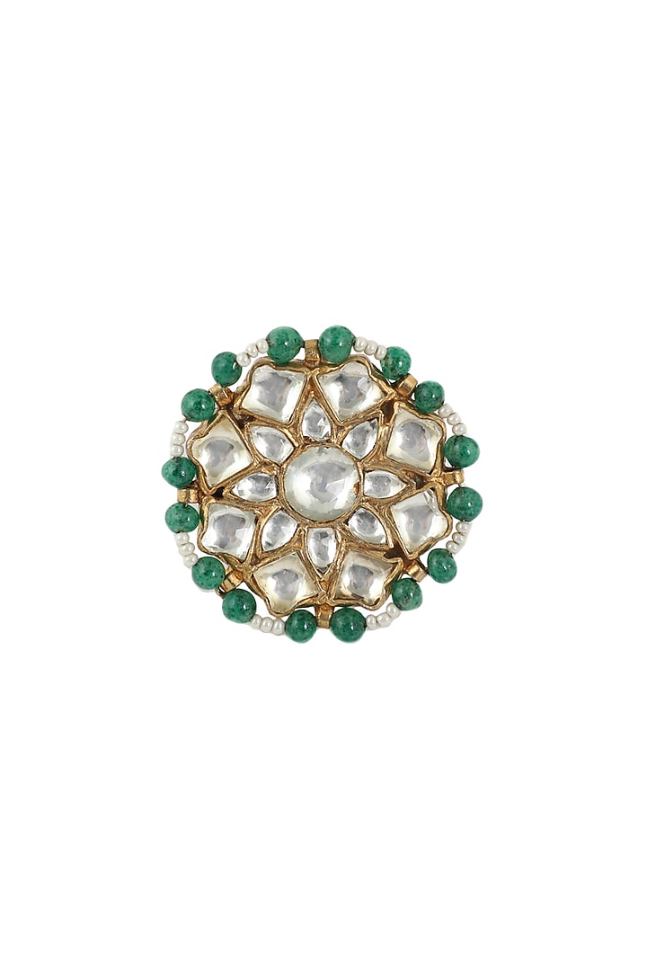 Gold Plated Glass Bead Floral Ring by Riana Jewellery at Pernia's Pop Up Shop