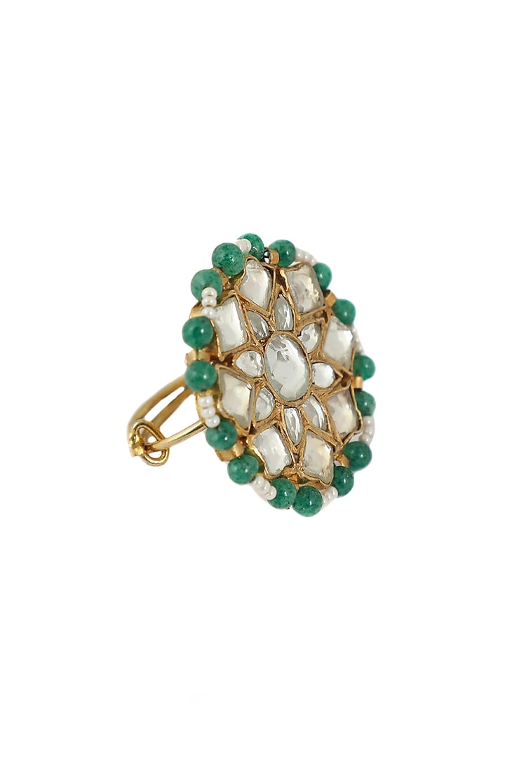 Gold Plated Glass Bead Floral Ring by Riana Jewellery at Pernia's Pop Up Shop