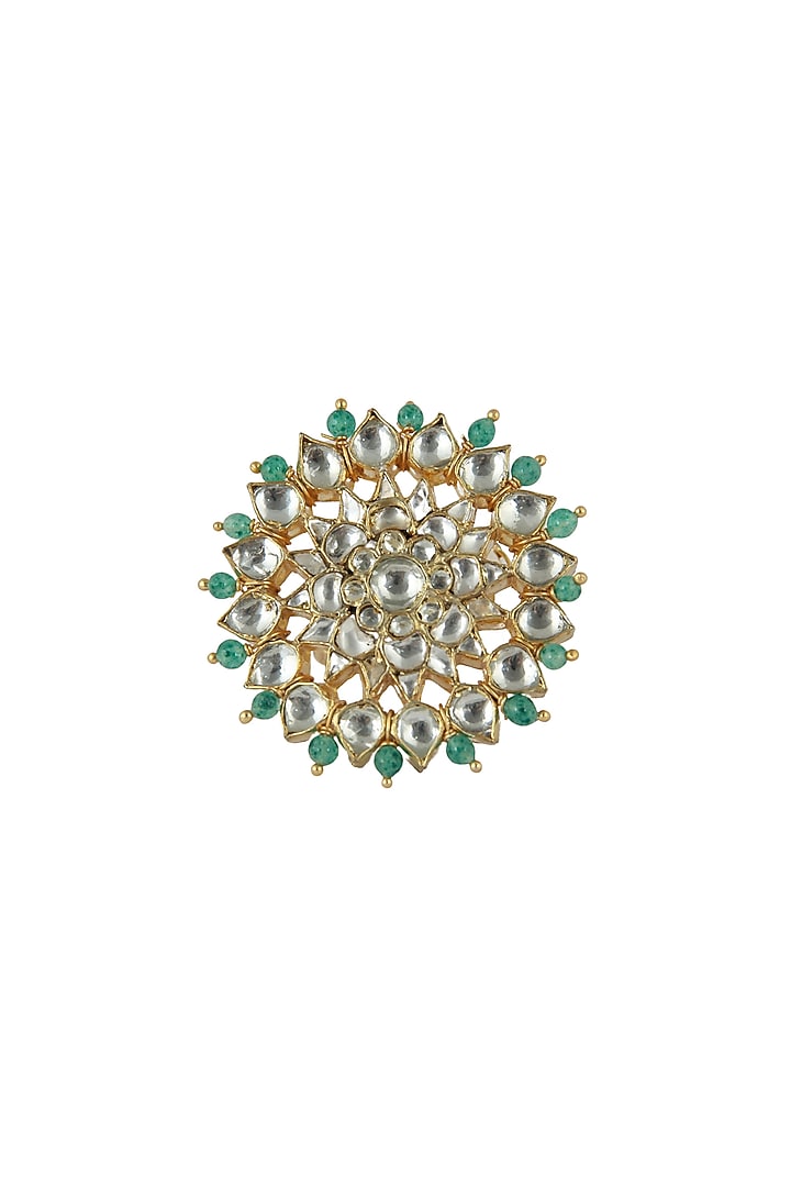 Gold Plated Floral Pearl & Beaded Floral Ring by Riana Jewellery at Pernia's Pop Up Shop