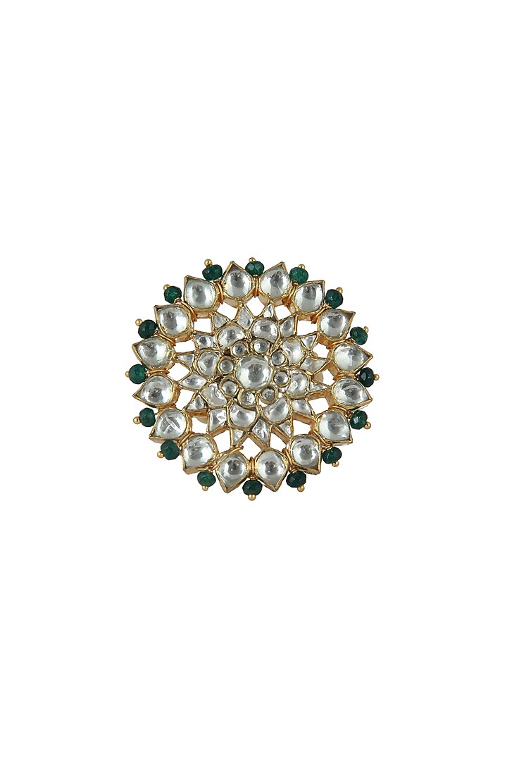 Gold Plated Pearl & Beaded Ring by Riana Jewellery at Pernia's Pop Up Shop