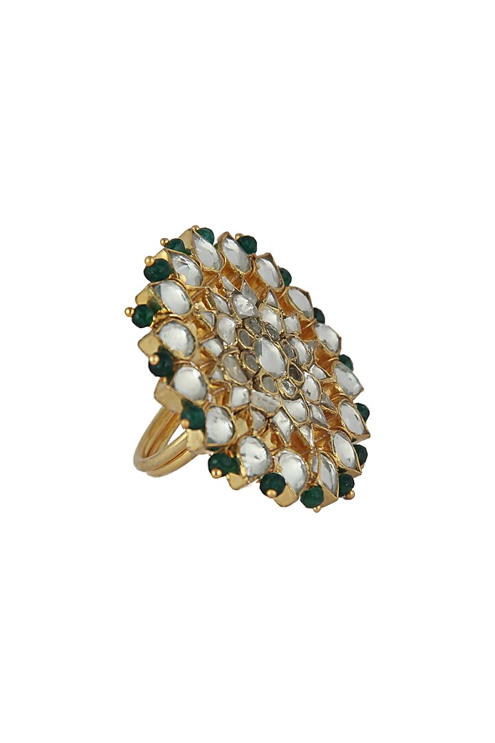 Gold Plated Pearl & Beaded Ring by Riana Jewellery at Pernia's Pop Up Shop
