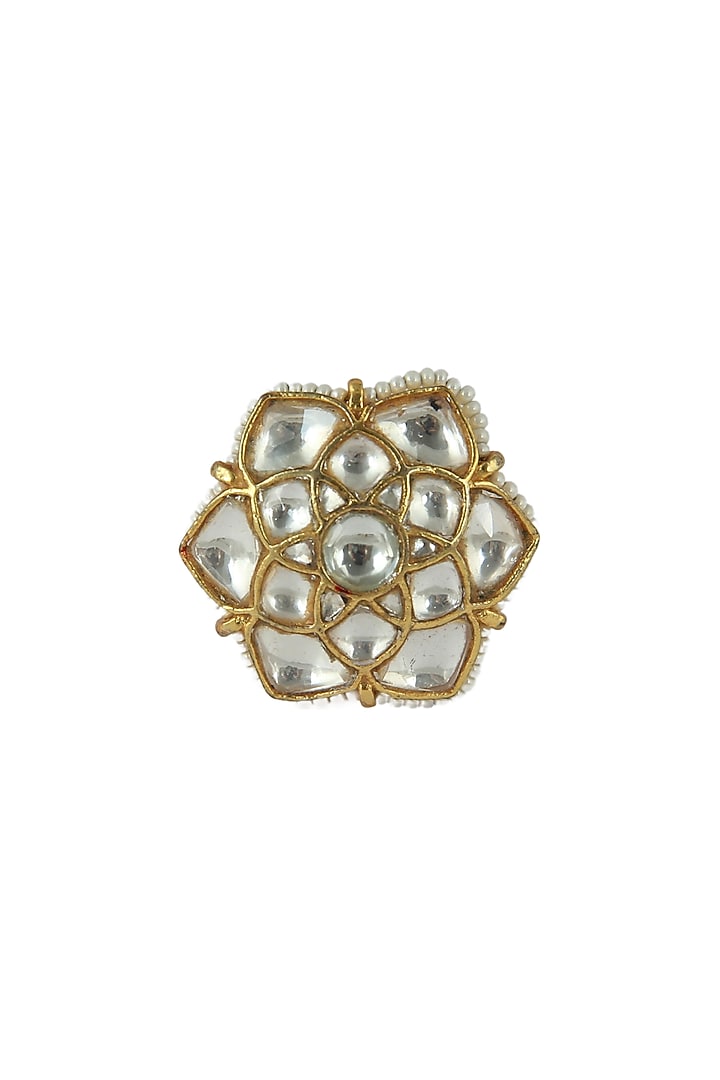 Gold Plated Pearl & Glass Bead Ring by Riana Jewellery at Pernia's Pop Up Shop