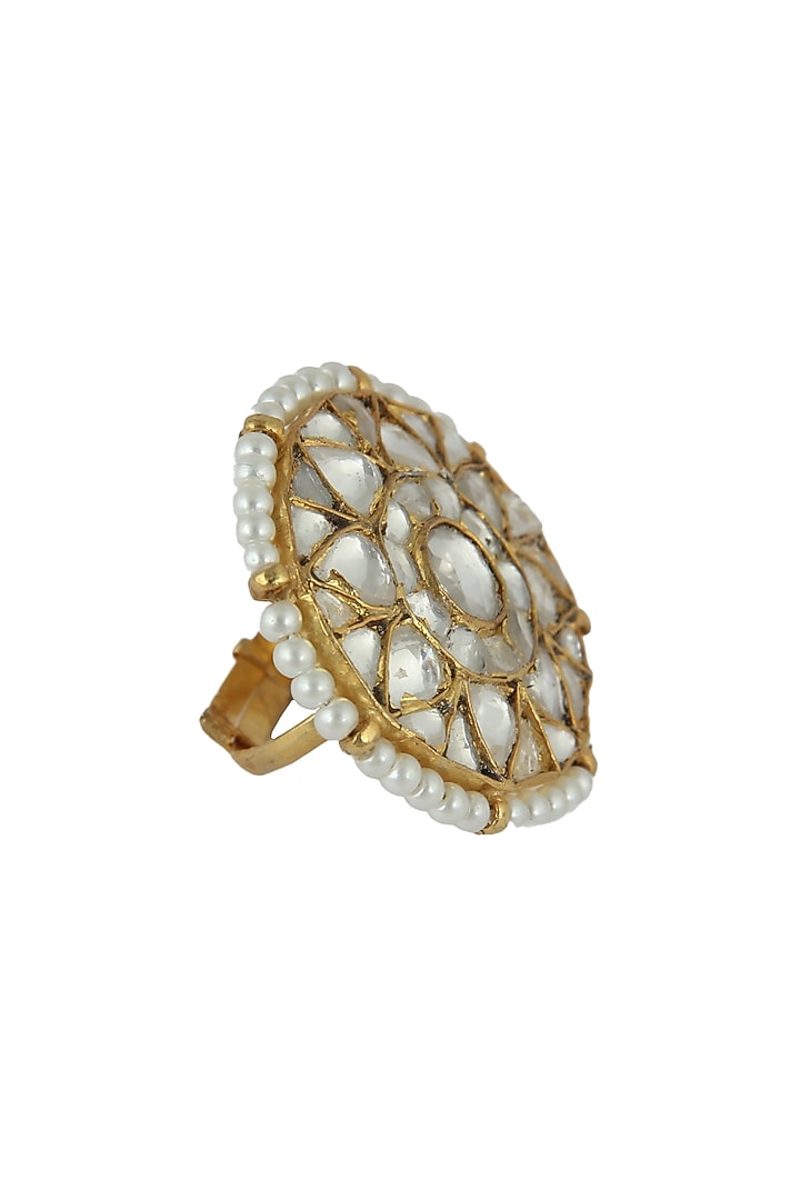 Gold Plated Pearl Ring by Riana Jewellery at Pernia's Pop Up Shop