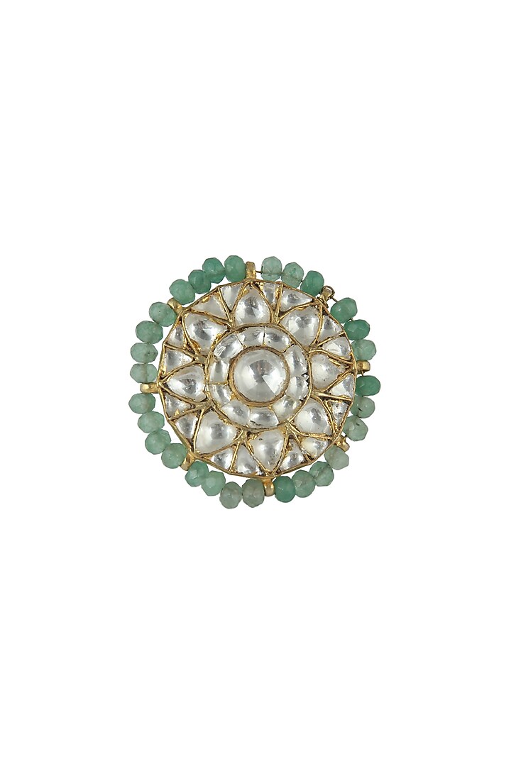 Gold Plated Glass Bead & Pearl Ring by Riana Jewellery at Pernia's Pop Up Shop
