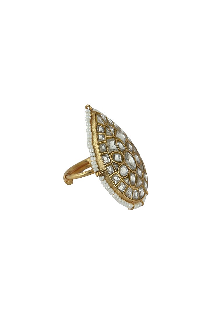 Gold Plated Moti Ring by Riana Jewellery at Pernia's Pop Up Shop