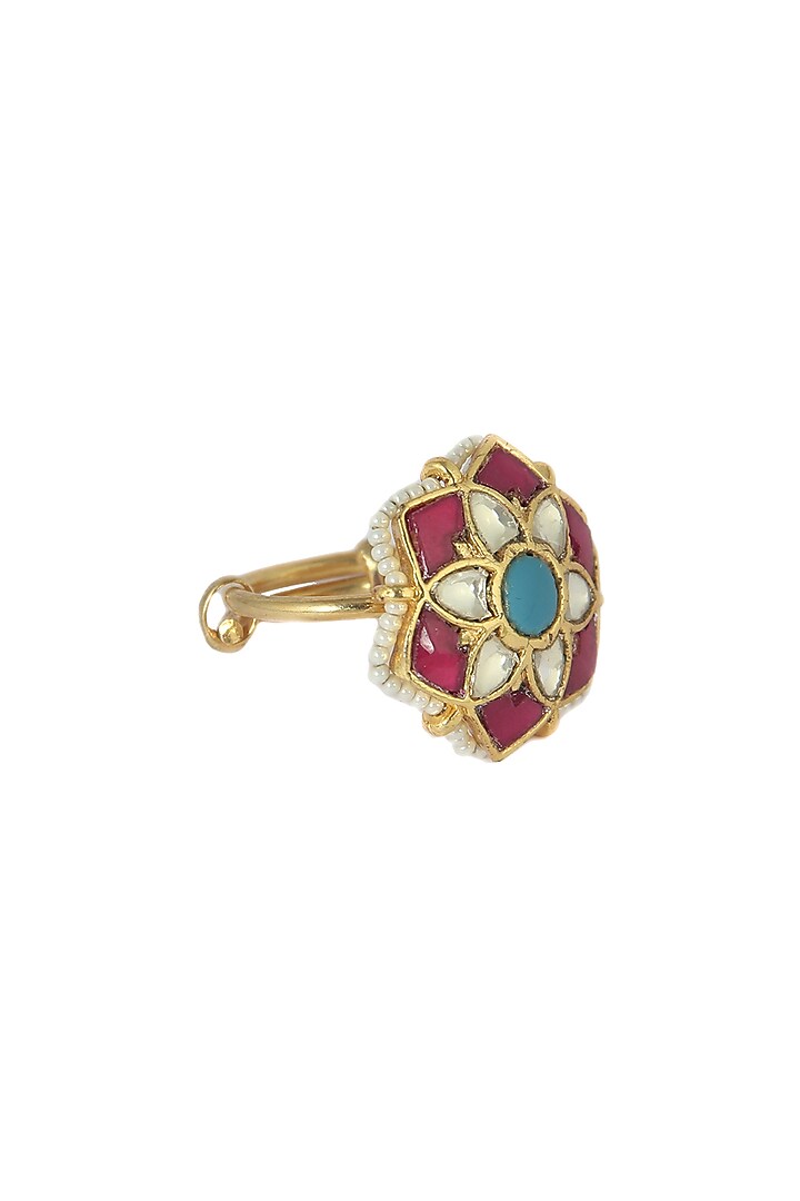 Gold Plated Multi Colored Stone Ring by Riana Jewellery at Pernia's Pop Up Shop