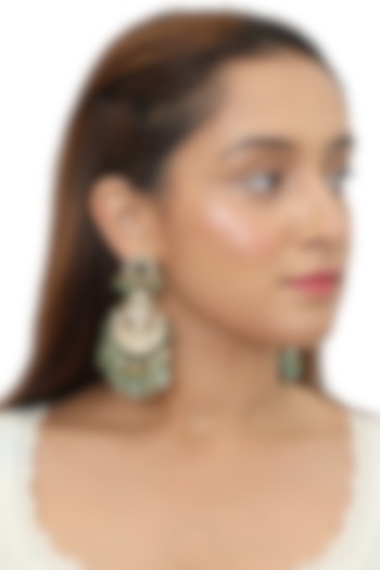 Gold Plated Green Beaded Earrings by Riana Jewellery at Pernia's Pop Up Shop