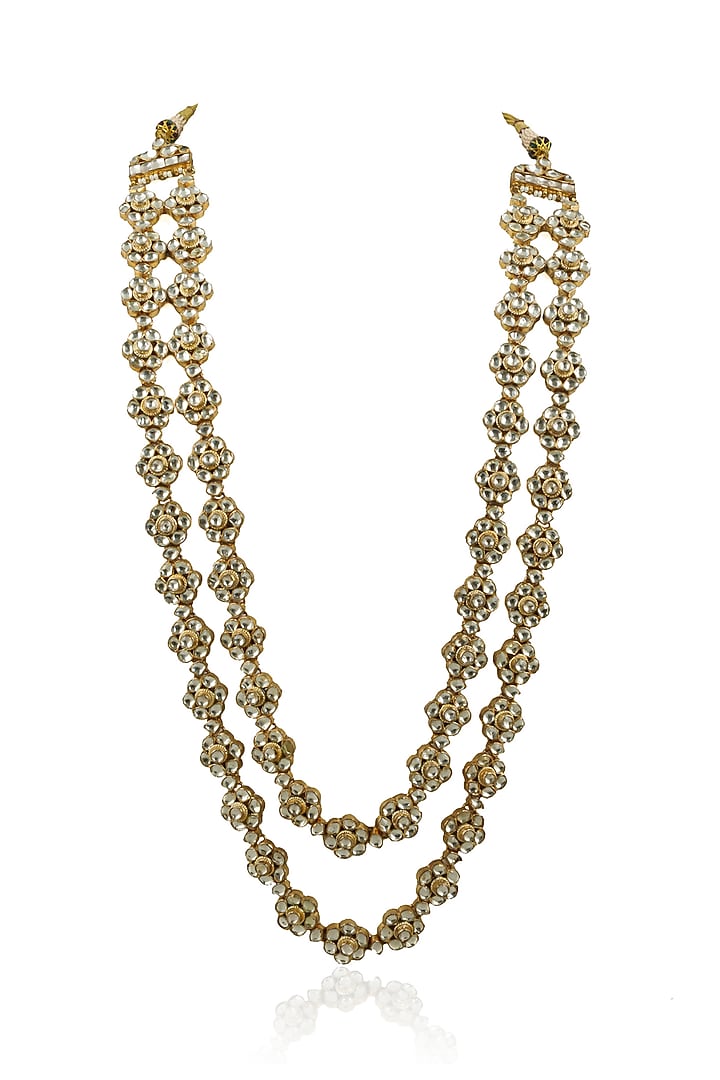 Gold Plated Floral Two Line Bridal Necklace by Riana Jewellery at Pernia's Pop Up Shop