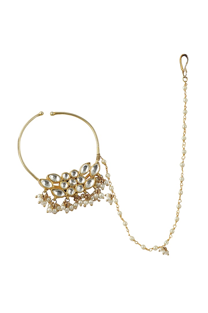 Gold Plated Kundan Polki Nath by Riana Jewellery at Pernia's Pop Up Shop