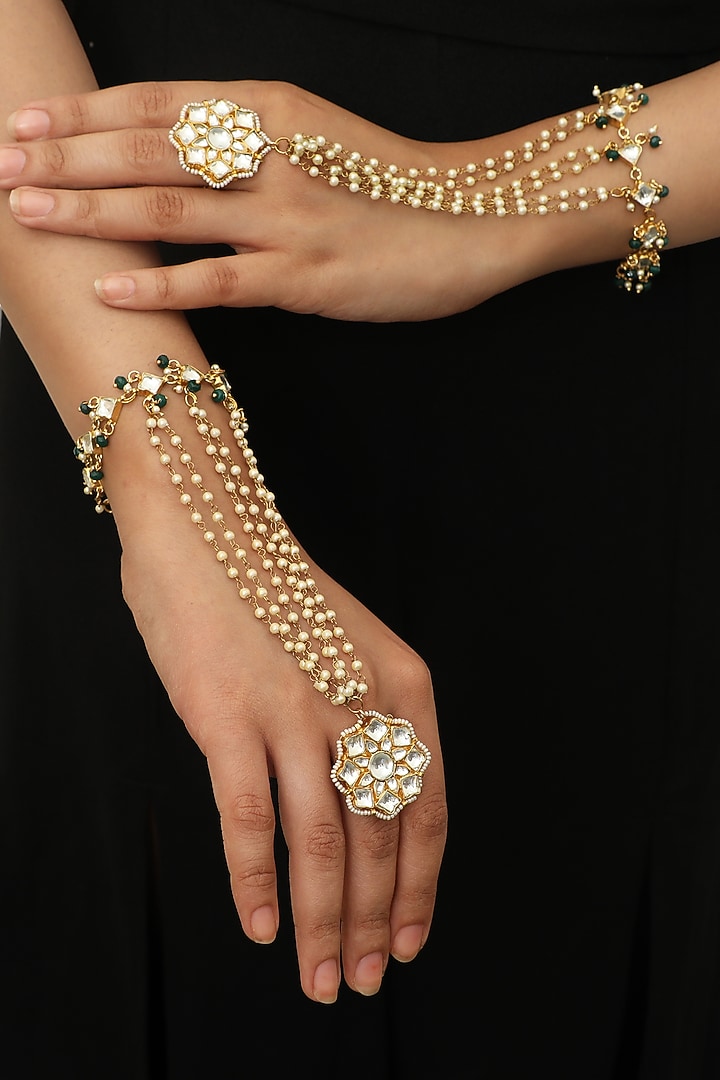 Gold Plated Pearl Bracelets by Riana Jewellery at Pernia's Pop Up Shop