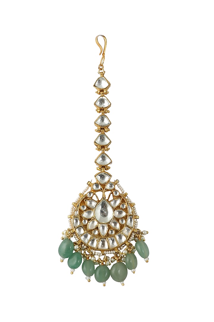 Gold Plated Beads & Stones Maang Tikka by Riana Jewellery at Pernia's Pop Up Shop
