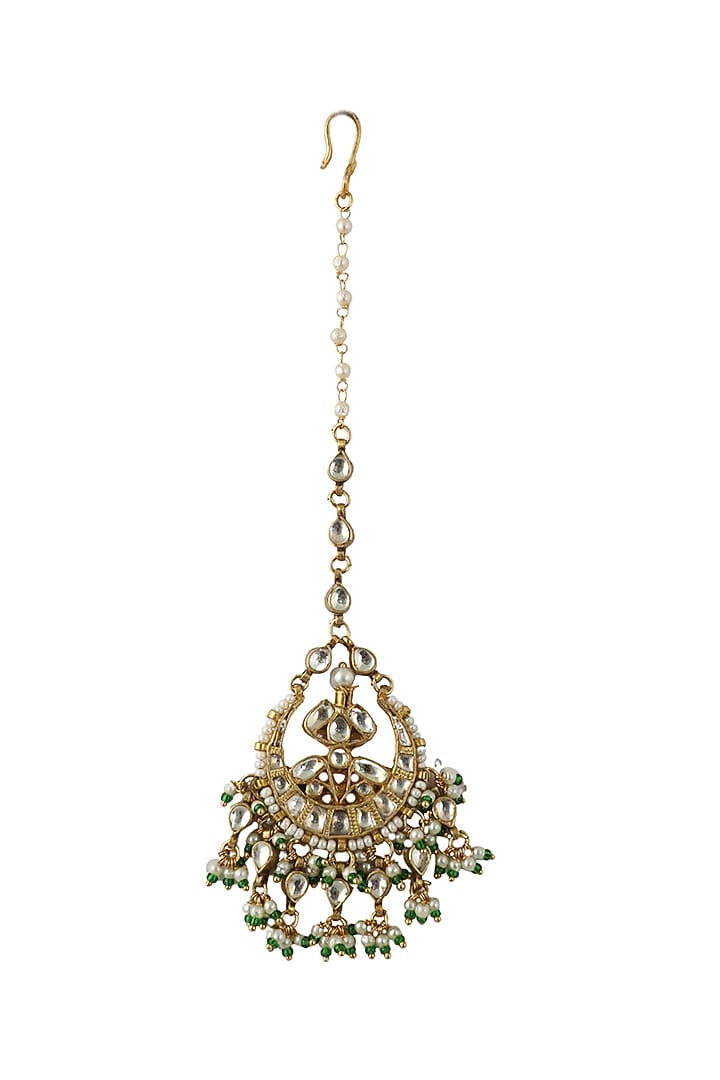 Gold Plated Pearl Maang Tikka by Riana Jewellery at Pernia's Pop Up Shop