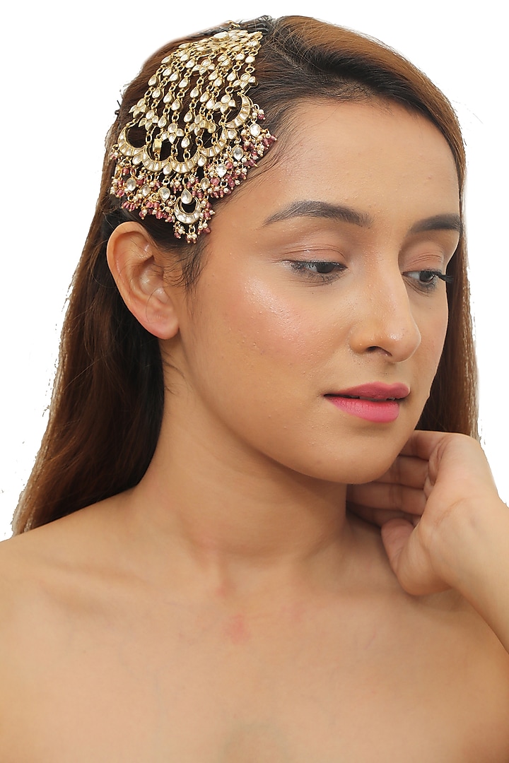 Gold Plated Beaded Headpiece by Riana Jewellery