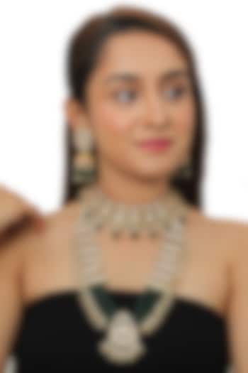 Gold Plated Jadtar Stones Layered Necklace Set by Riana Jewellery at Pernia's Pop Up Shop